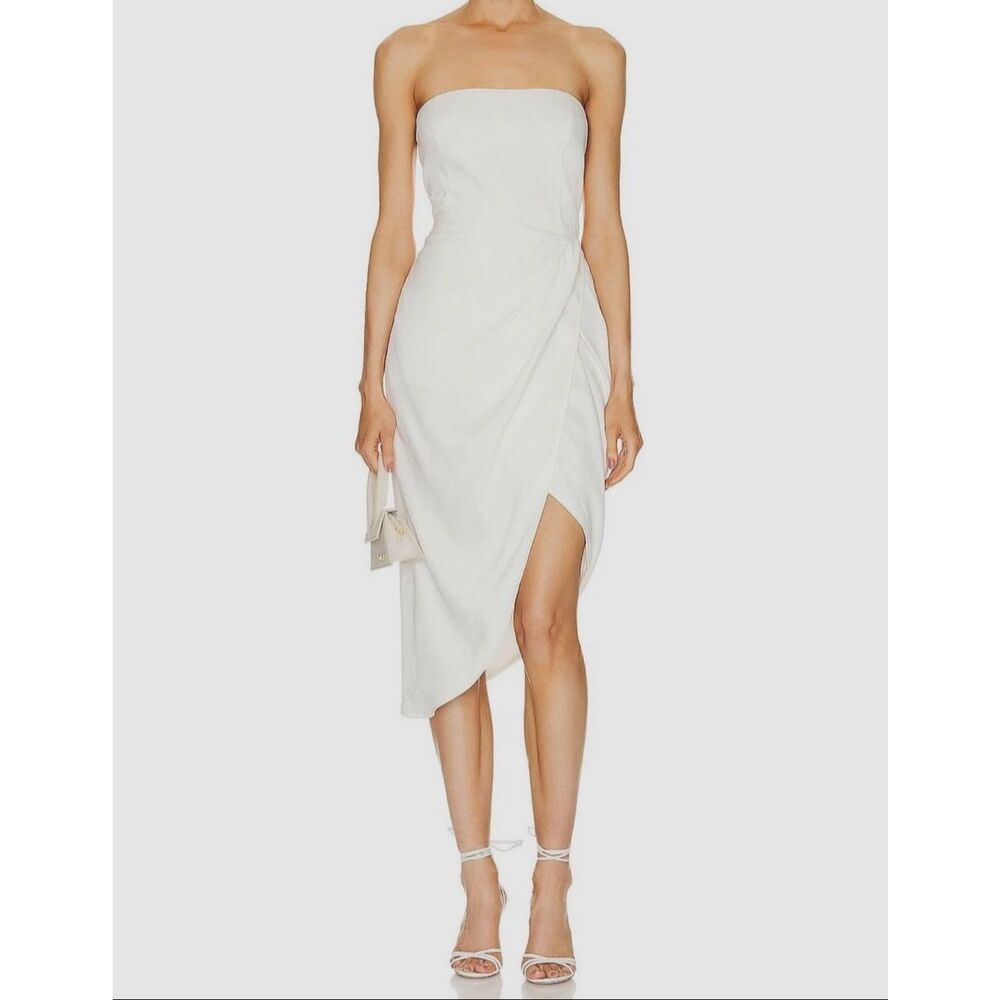 Gauge81 Ivory Lica Strapless Linen Midi Dress Size Small $550